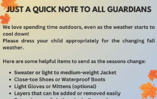 Autumn is here, student/family information sheet