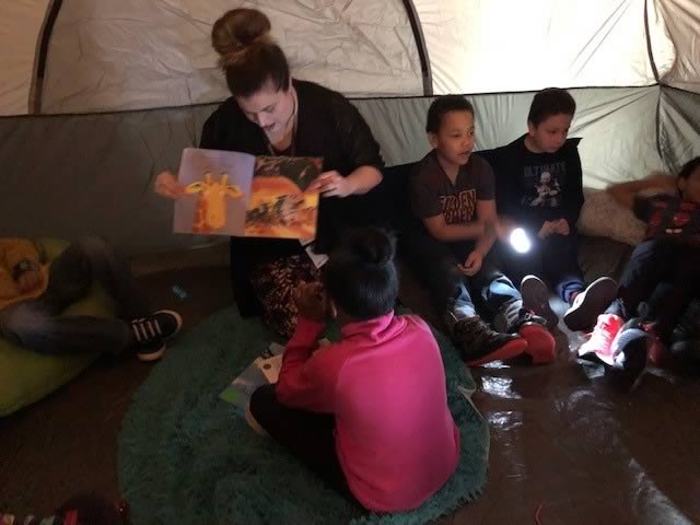 MTS Elementary students story time under the stars